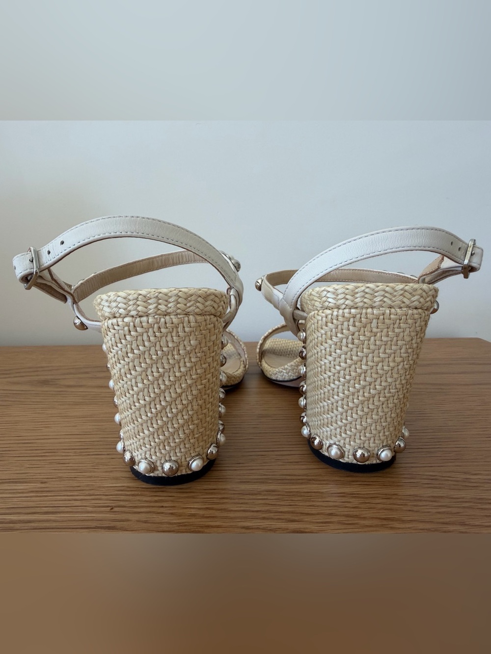 Jimmy Choo Raffia and Leather Aadra Sandals - Picture 6 of 9